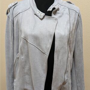 Light Gray M Suede Moto Jacket - BlankNYC